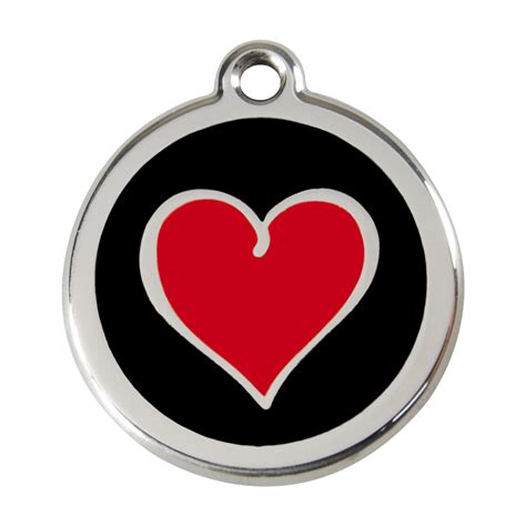 Red Dingo Stainless Steel & Enamel Black & Red Heart Dog ID Tag – PupLife Dog Supplies