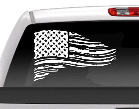 Distressed American Flag Vinyl Decal / USA Tattered Flag Car | Etsy