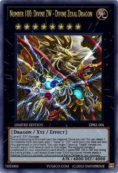 Cards Zexal ΩPRZ-004 Number 100: Divine ZW - Divine Zexal Dragon ...