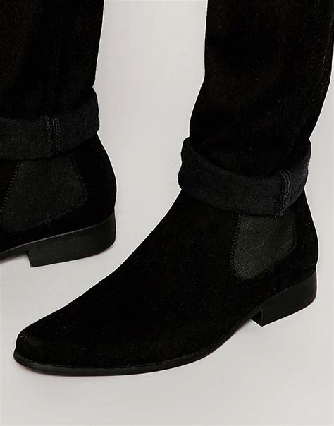 Lyst - Asos Chelsea Boots In Black Faux Suede in Black for Men