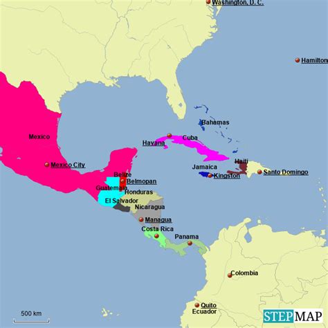 StepMap - Central America - Landkarte für Germany