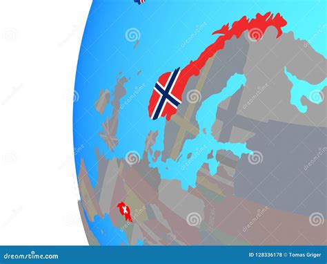 EFTA Countries With Flags On Globe Stock Illustration - Illustration of ...