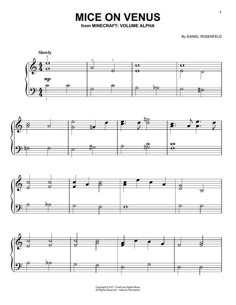 C418 'Mice On Venus (from Minecraft)' Sheet Music and Printable PDF Music Notes | Sheet music ...