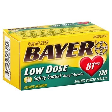 Bayer Aspirin, Low Dose, Safety Coated Baby, 81 mg, Tablets, 120 tablets