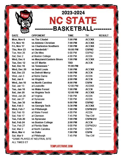 Ncsu Basketball Schedule 2024 - tiffy melisande