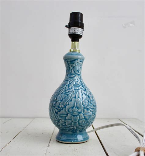 Vintage Blue Ceramic Lamp, Vintage Blue Table Lamp, Small Blue Lamp ...