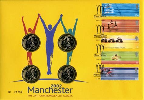 2002 Commonwealth Games coin cover with four £2 coins - rare coins