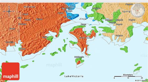 Political 3D Map of Jinja