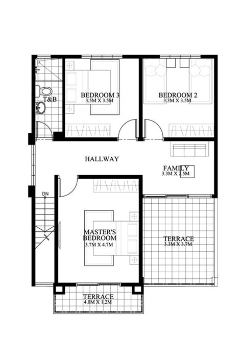 2 Storey 3 Bedroom House Floor Plan / Double Storey Bedroom House ...