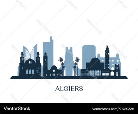 Algiers skyline monochrome silhouette Royalty Free Vector