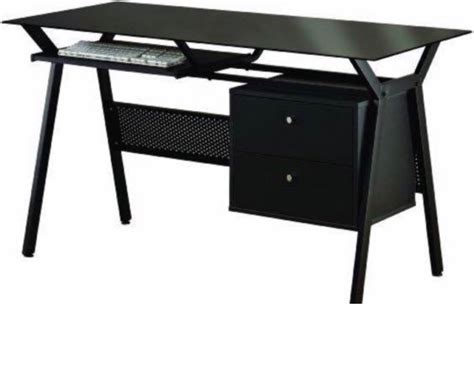 Tempered Glass Writing Table with Drawers, Furniture & Home Living ...