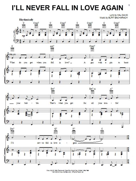 I'll Never Fall In Love Again sheet music by Bacharach & David (Piano, Vocal & Guitar (Right ...