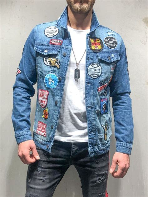 Embroidery Patch Denim Jacket Ripped 4117 | Denim jacket patches, Mens ...