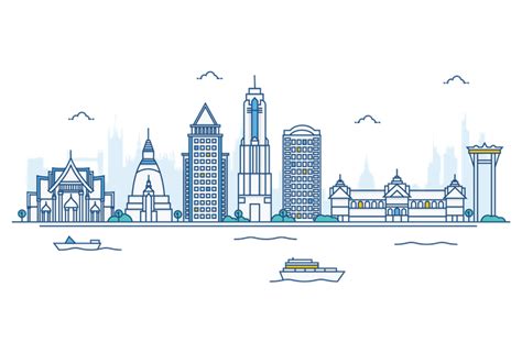 Best Premium Bangkok skyline Illustration download in PNG & Vector format