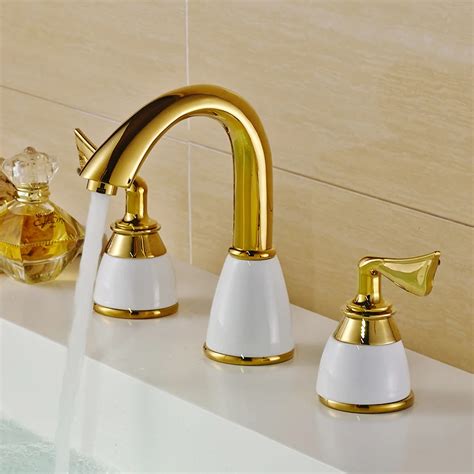 Basin Faucets Polished Gold Brass Made Modern Bathroom Sink Faucet ...