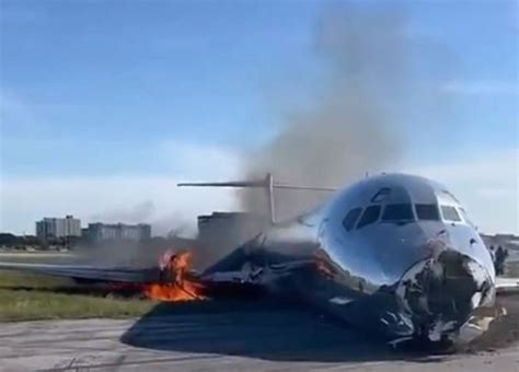 Miami: Plane crash lands and bursts into flames | Metro News