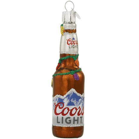 Holiday Coors Light Beer Bottle Glass Ornament