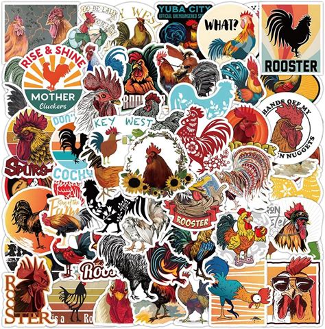 Amazon.com: 50PCS Chicken Stickers,Vinyl Waterproof Stickers for Water ...