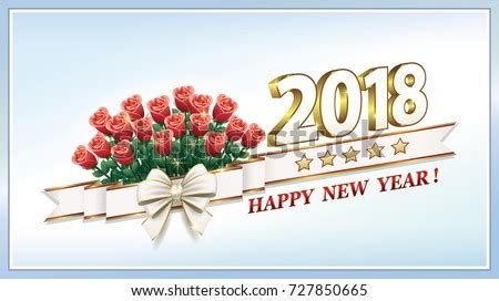 Date 2018 Happy New Year Bouquet Stock Vector 727850665 - Shutterstock