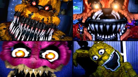 ALL JUMPSCARES Five Nights At Freddy's 4 (FNAF 4 Jumpscares) - YouTube