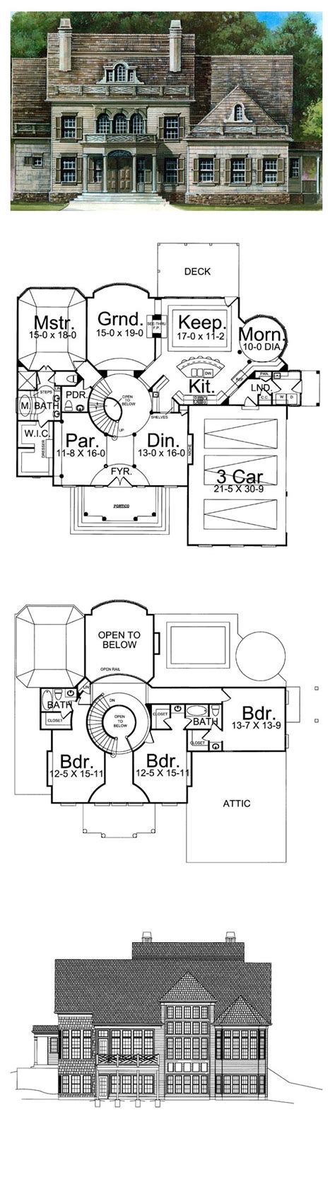 1000+ images about Greek Revival House Plans on Pinterest | 3 car garage, Huge closet and The family