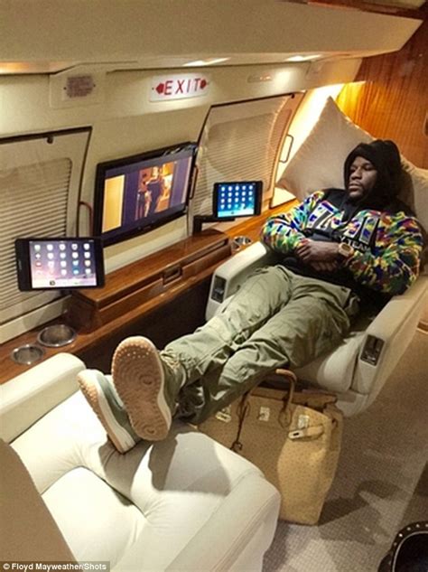 Floyd Mayweather relaxes in his private jet as Money Man takes to social media to reveal how ...