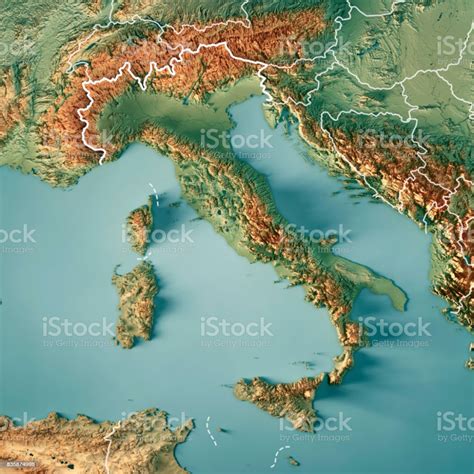 3D Render of a Topographic Map of Italy. All source data is in the... | 이탈리아 지도, 지리 지도, 역사