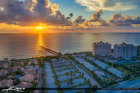 Golden Sunrise Juno Beach Pier Florida Aerial | HDR Photography by ...