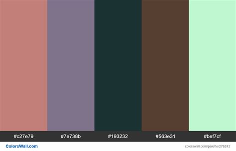 Brownish Pink, Batik Lilac, Dark Pine Green, Lounge Leather, Smell the Mint palette - ColorsWall
