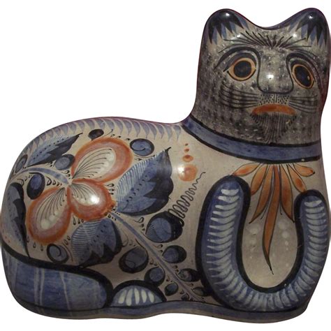 Mexican Cat Mexico Cat Mexican Tonala Vintage Tonala Cat Hand Painted Cat Mexican Folk Art Cat ...