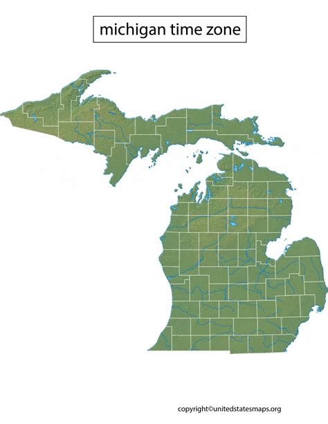 Michigan Time Zone Map | Time Zone Map of Michigan