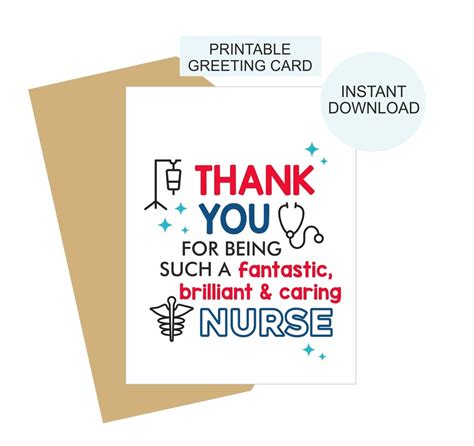 Nurse Thank You Card Printable / Nurse Appreciation Card / - Etsy