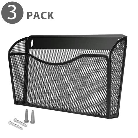 Wall Mail Organizer Paper File Letter Size Pocket Holder Metal Mesh Hanging Storage Basket Rack ...