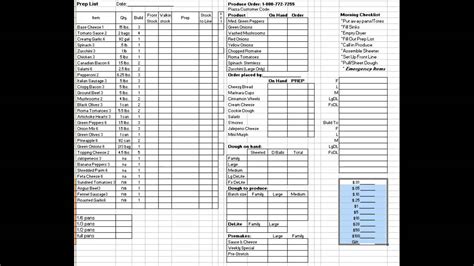 Prep List Template Excel