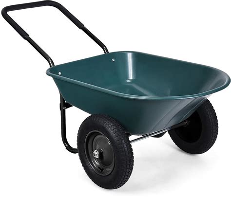 Amazon.com: Goplus Dual Wheel Wheelbarrow, Heavy Duty Garden Cart, 330 lbs Capacity Utility Cart ...