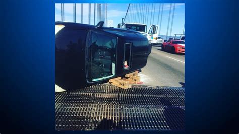 Driver Climbs Out Of Overturned Vehicle In Bay Bridge Multi-Car Crash - CBS San Francisco