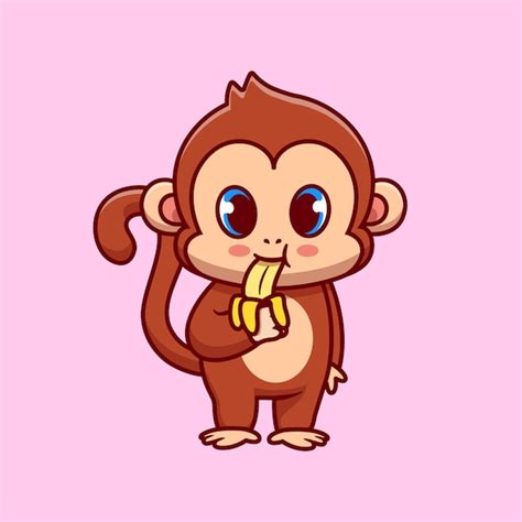 Monkey Eating Banana Cartoon