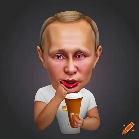 Cartoon design of vladimir putin eating ice cream
