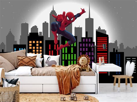 Spiderman Wallpaper Peel and Stick Boys Room, Superhero Wall Art Mural ...