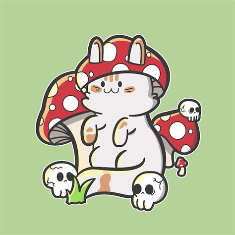 Premium Vector | Mushroom cat