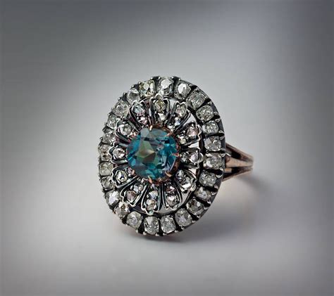 Rare Antique Russian Alexandrite Diamond Cluster Ring at 1stDibs | antique russian alexandrite ...