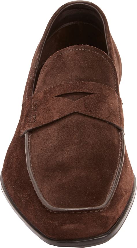 Lyst - Prada Suede Penny Loafers in Brown for Men