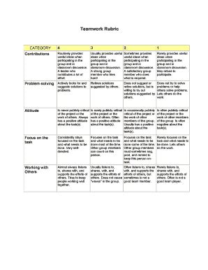 Teamwork Rubric 2020-2024 - Fill and Sign Printable Template Online