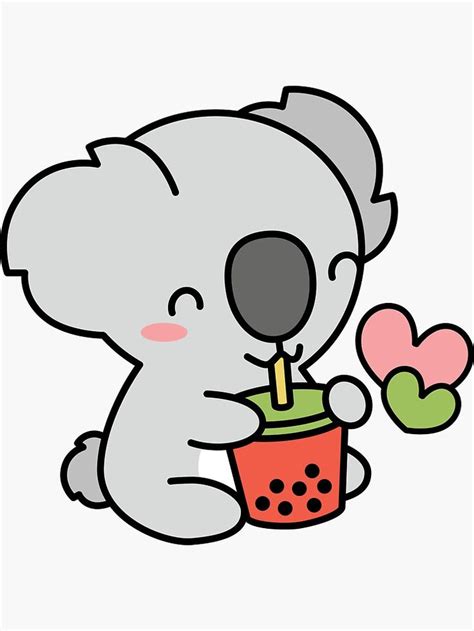 Cute Koala Bear Sipping Bubble Tea - Kawaii Boba Pattern Sticker by BobaTeaMe | Cute animal ...