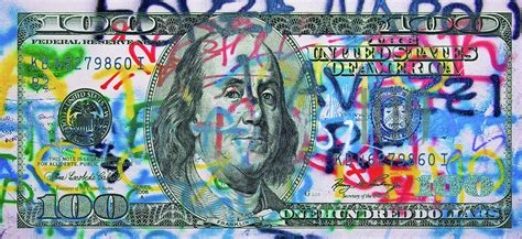 100 Dollar Bills Graffiti In The Wind All Colors In Spectrum 2 Pop Art 3 Painting by Tony Rubino ...