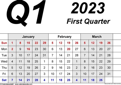 2023 Quarterly Calendar Printable