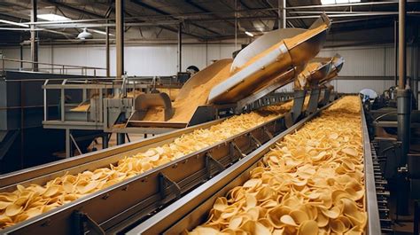 Premium AI Image | A behind the scenes shot of a potato chip production ...