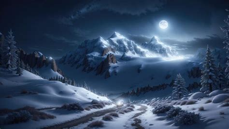 Premium AI Image | Snowy Mountain Night