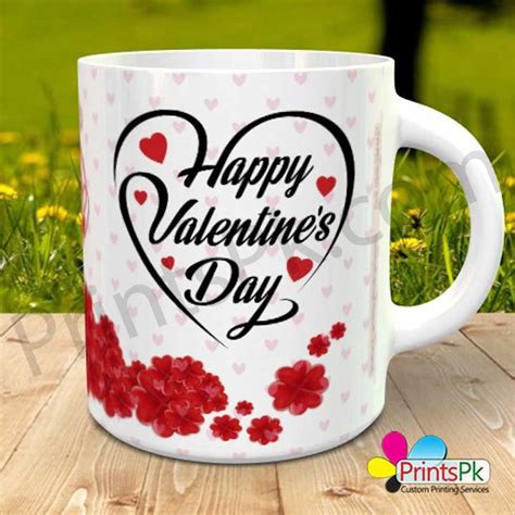 a coffee mug with the words happy valentine's day on it