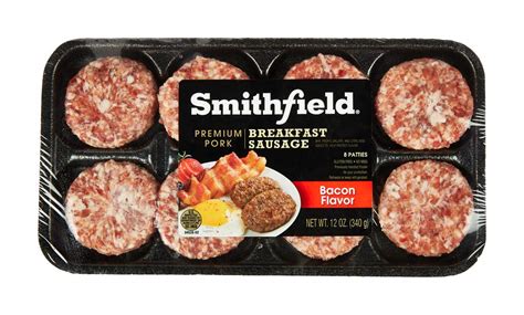 Smithfield, Premium Fresh Pork Breakfast Sausage Patties made with Real Bacon, 12 oz (frozen ...